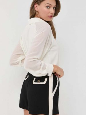 Elisabetta Franchi pantaloni scurti femei, culoarea negru, neted, high waist
