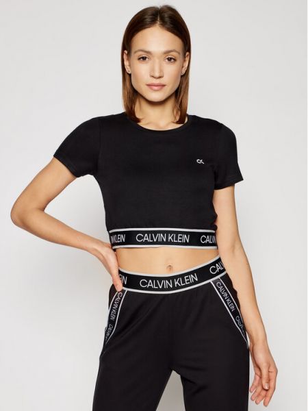 Bluzka z siateczką Calvin Klein Performance, сzarny