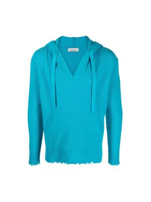 Sweter z kapturem Laneus niebieski