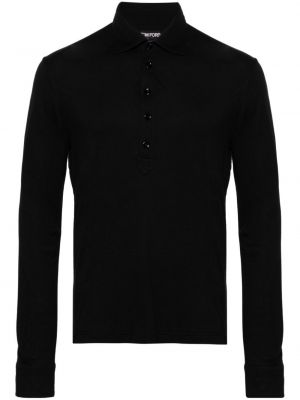 Polo majica od jersey s džepovima Tom Ford crna