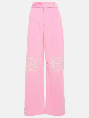 Manšestrové kalhoty relaxed fit Loewe růžové