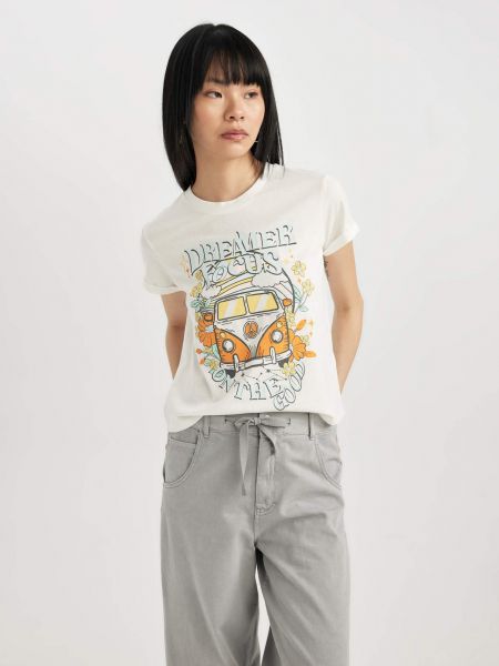Tricou cu croială ajustată cu imagine cu mâneci scurte Defacto