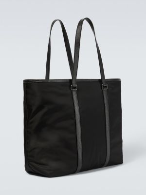 Nylónová kožená nákupná taška Prada čierna