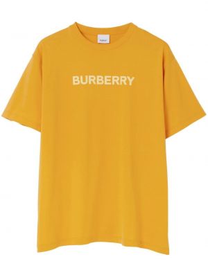 Памучна тениска с принт Burberry жълто