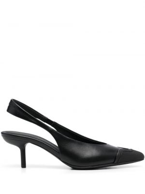 Кожени полуотворени обувки Emporio Armani черно