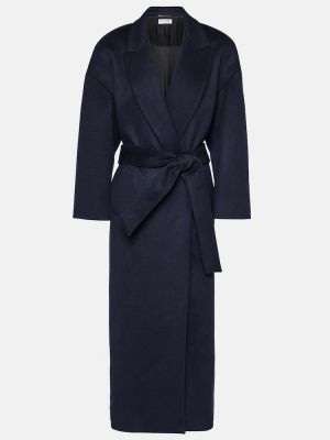 Μάλλινο παλτό κασμίρ Saint Laurent μπλε