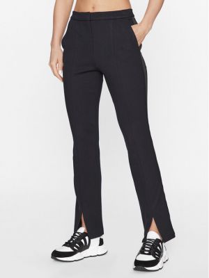 Žakárové bavlnené priliehavé nohavice Karl Lagerfeld čierna