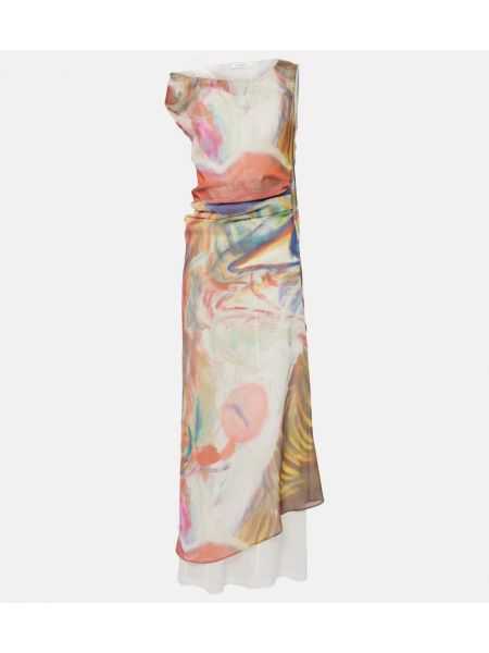Satynowa sukienka długa z nadrukiem Jacques Wei