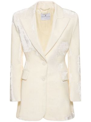 Žametna jakna iz rebrastega žameta Ermanno Scervino bela
