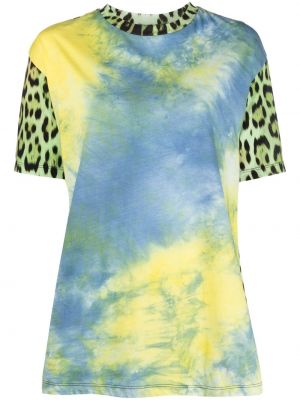 Тениска с принт с леопардов принт с tie-dye ефект Roberto Cavalli