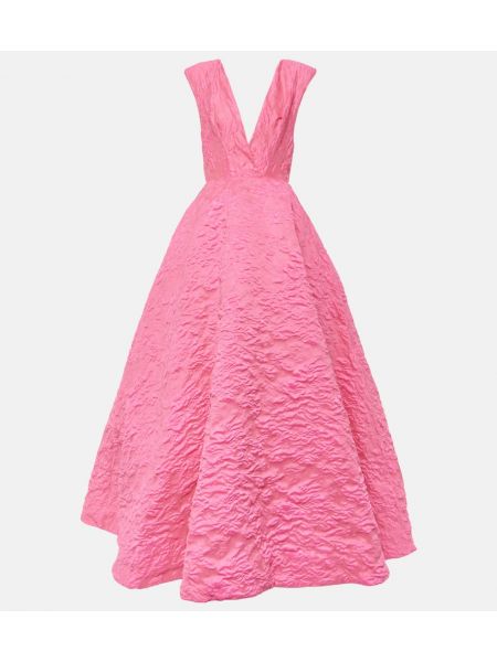 Μάξι φόρεμα ζακάρ Monique Lhuillier ροζ