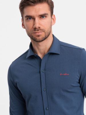 Βαμβακερό πουκάμισο από ζέρσεϋ Ombre μπλε