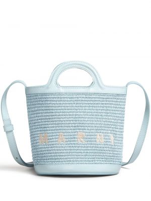 Borsa shopper con stampa Marni blu