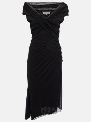Midi šaty se síťovinou Diane Von Furstenberg černé