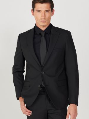 Slim fit vlněný oblek Altinyildiz Classics černý