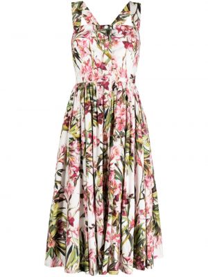 Миди рокля на цветя с принт Dolce & Gabbana Pre-owned бяло