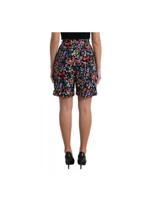 Pantalones cortos de algodón de flores con estampado Dolce & Gabbana negro