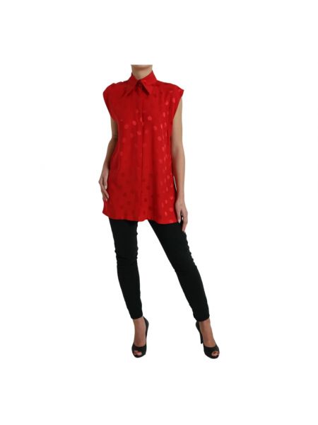 Camisa de seda con lunares Dolce & Gabbana rojo