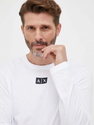 Pamučna majica dugih rukava Armani Exchange bijela