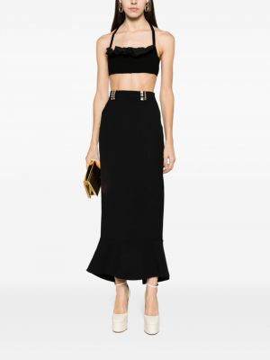 Krepové křišťálové dlouhá sukně V:pm Atelier černé