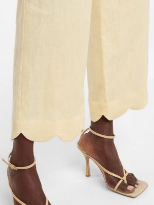 Lněné rovné kalhoty s vysokým pasem Lisa Marie Fernandez žluté