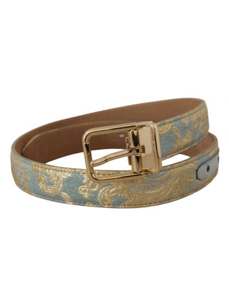 Cinturón de cuero con estampado de tejido jacquard Dolce & Gabbana