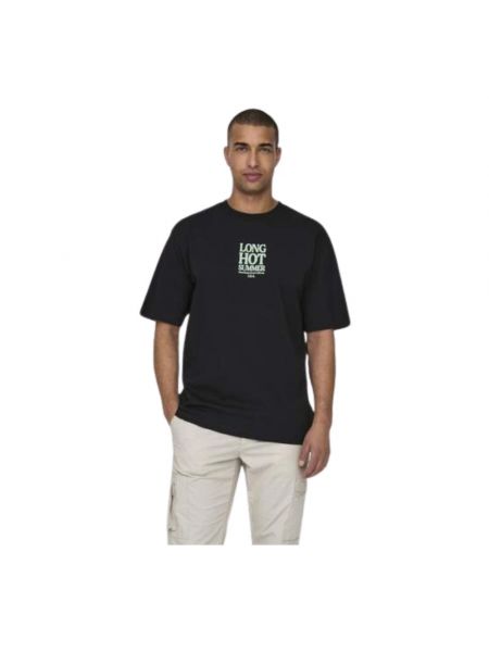 Camiseta de algodón casual Only & Sons negro
