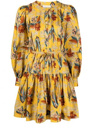 Plisseeritud lilleline kleit Ulla Johnson kollane