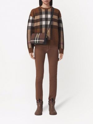 Sweter wełniany z kaszmiru w kratkę Burberry brązowy