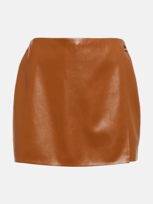 Mini falda de cuero de cuero sintético Nanushka marrón