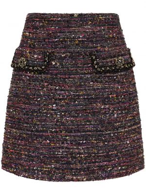 Vlněné přiléhavé mini sukně s knoflíky Rebecca Vallance - černá