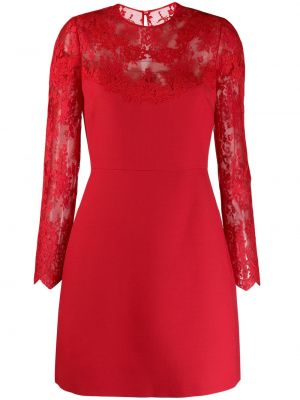 Vestido de cóctel de encaje Valentino rojo