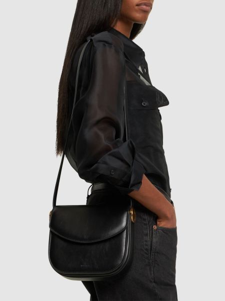 Kožená taška přes rameno Jil Sander černá