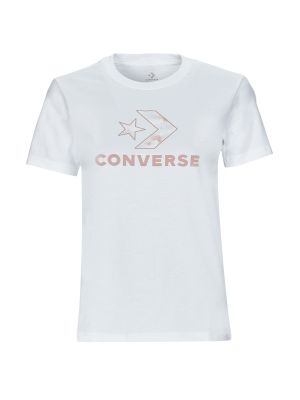 Květinové tričko s krátkými rukávy s hvězdami Converse bílé