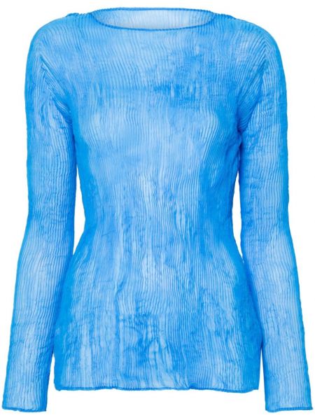 T-shirt en chiffon Pleats Please Issey Miyake bleu