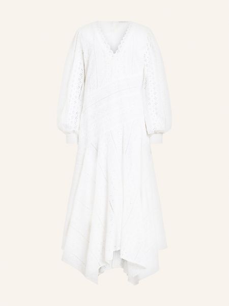 Sukienka długa bawełniana koronkowa Allsaints biała