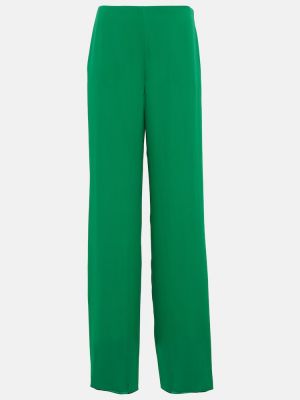 Relaxed fit svilene hlače z visokim pasom Valentino zelena