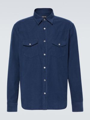Camicia di velluto a coste Tom Ford blu