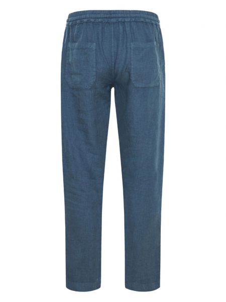 Lněné rovné kalhoty Fedeli modré