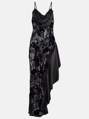 Czarna sukienka długa asymetryczna Rodarte