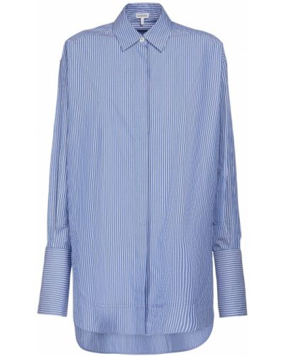 Haftowane koszula bawełniane w paski Loewe - niebieski