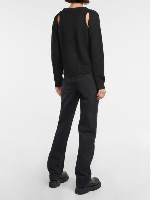 Кадифен вълнен пуловер Velvet черно