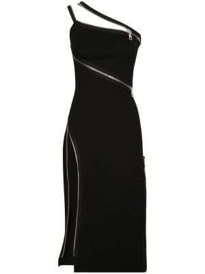 Asymetrické midi šaty na zip Dolce & Gabbana černé