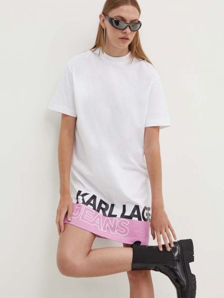 Sukienka mini bawełniana oversize Karl Lagerfeld Jeans biała