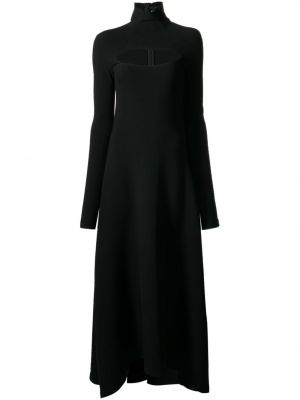 Viskózové dlouhé šaty s dlouhými rukávy z polyesteru A.w.a.k.e. Mode - černá