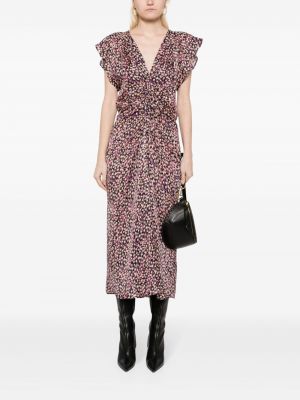 Sukienka długa z nadrukiem Isabel Marant fioletowa