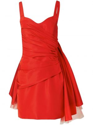 Jedwabne sukienka koktajlowa z kokardką bez rękawów Carolina Herrera - czerwony