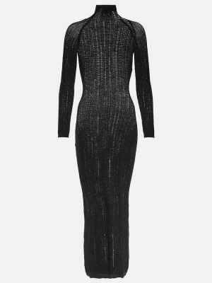 Sukienka midi wełniana z przetarciami Alaã¯a czarna