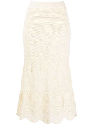 Bavlněné pletená sukně s vysokým pasem Zimmermann - bílá