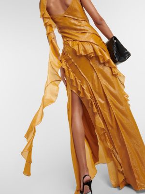 Μάξι φόρεμα με βολάν Victoria Beckham χρυσό